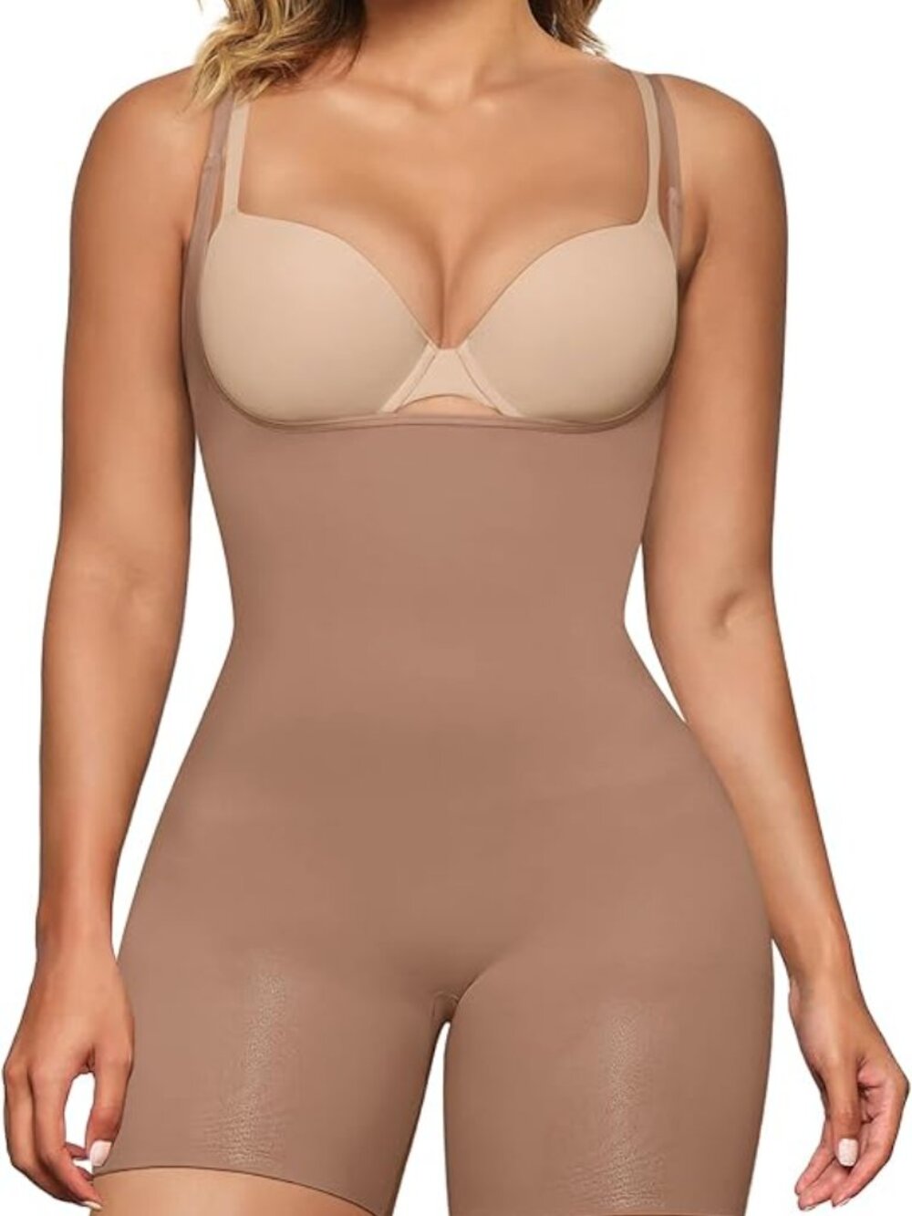 SHAPERX Shapewear for Women Tummy Control Bodysuit Mid Thigh Body Shaper Shorts